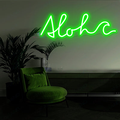 Aloha Neon Sign Tropical Led Light Sign green