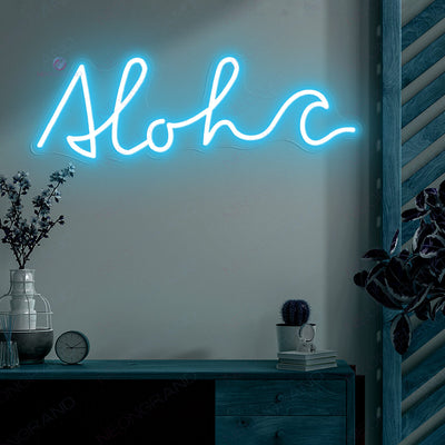 Aloha Neon Sign Tropical Led Light Sign light blue
