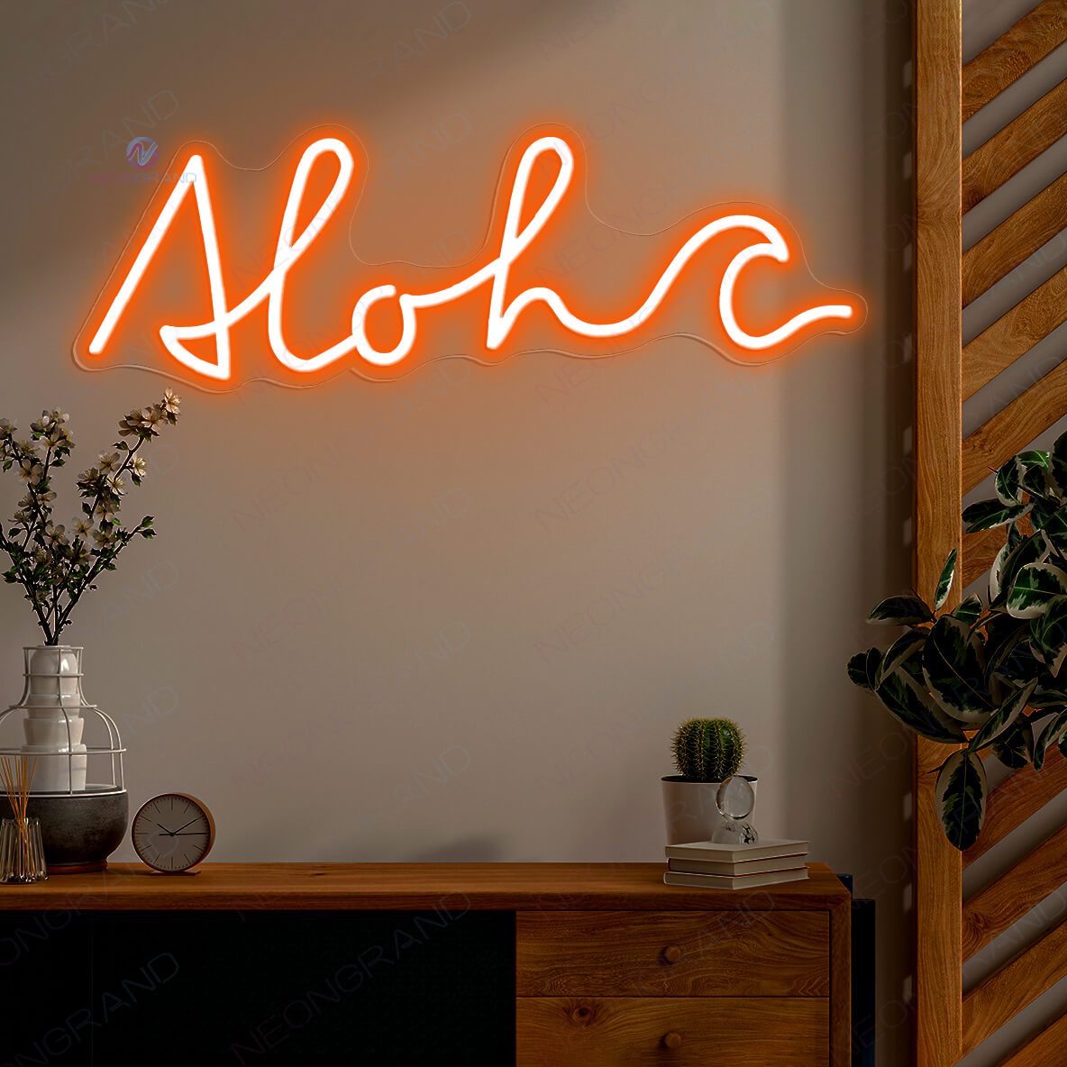 Aloha Neon Sign Tropical Led Light Sign orange