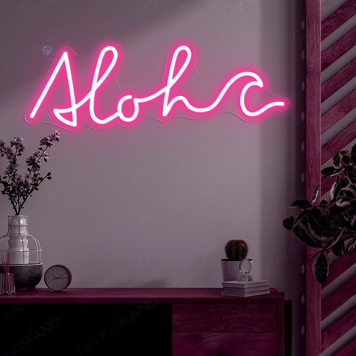 Aloha Neon Sign Tropical Led Light Sign pink