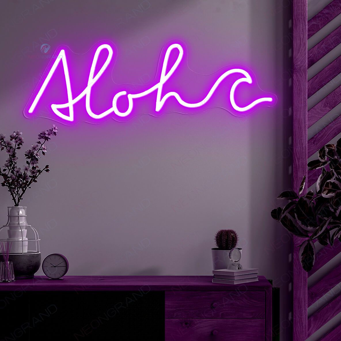 Aloha Neon Sign Tropical Led Light Sign purple