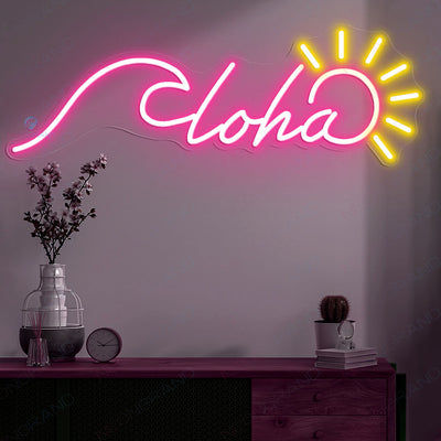 Aloha Neon Sign Tropical Led Light pink