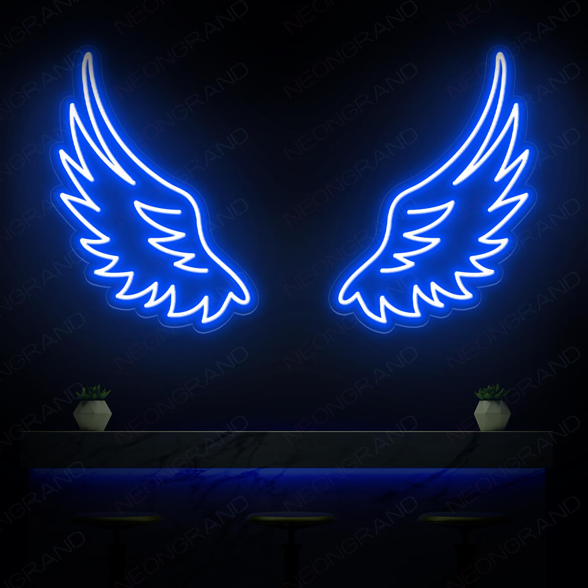 Angel Wings Neon Sign Led Light Bar Neon Signs Blue