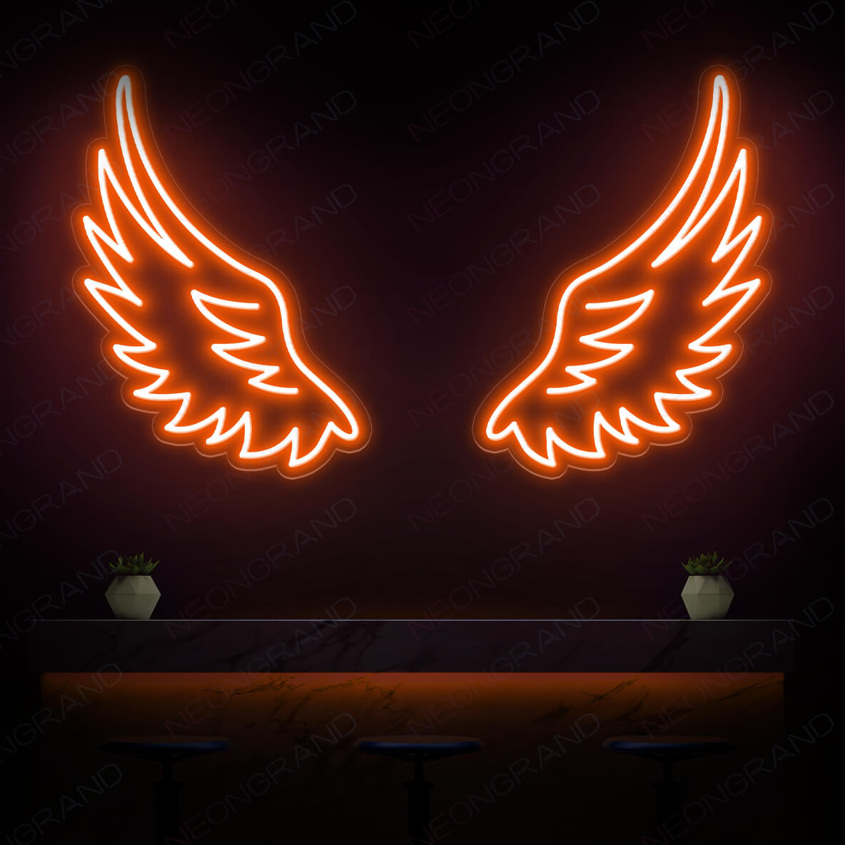 Angel Wings Neon Sign Led Light Bar Neon Signs Orange