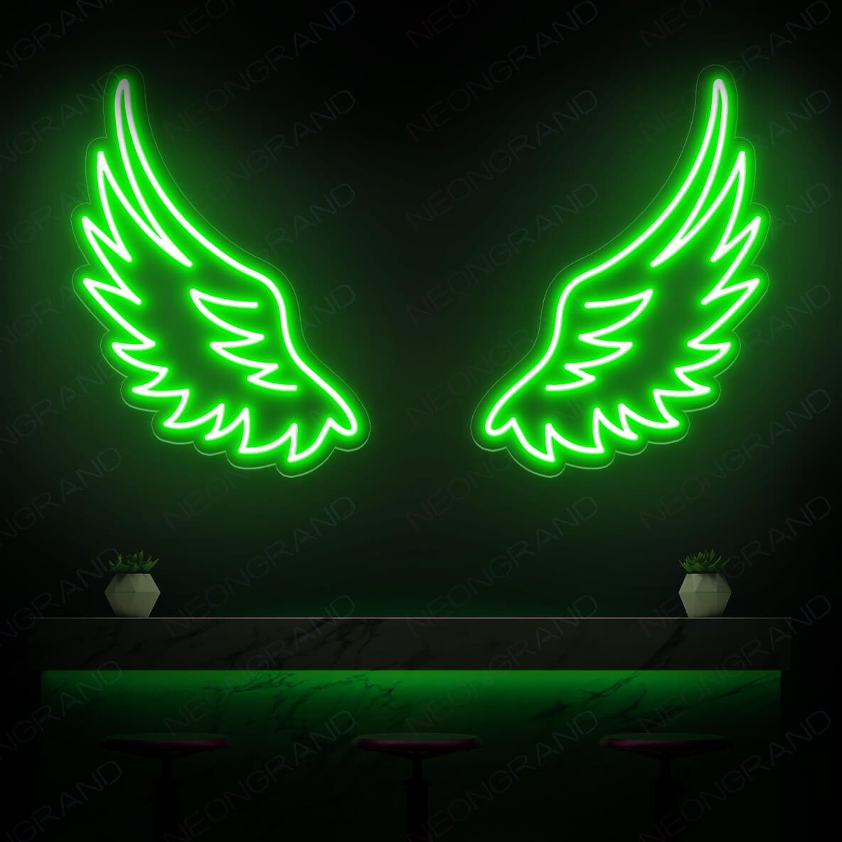 Angel Wings Neon Sign Led Light Bar Neon Signs Green