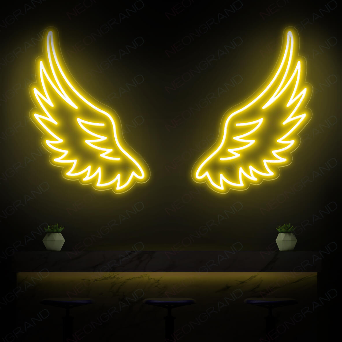 Angel Wings Neon Sign Led Light Bar Neon Signs Yellow