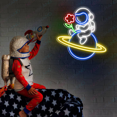 Space Neon Signs Astronaut Flower Space Led Light