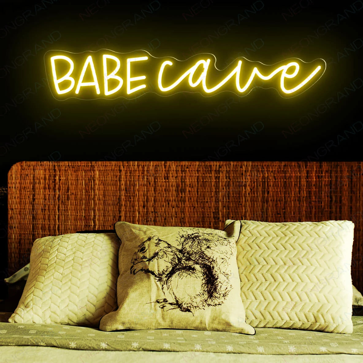 Babe Cave Neon Sign Bar Led Light yellow