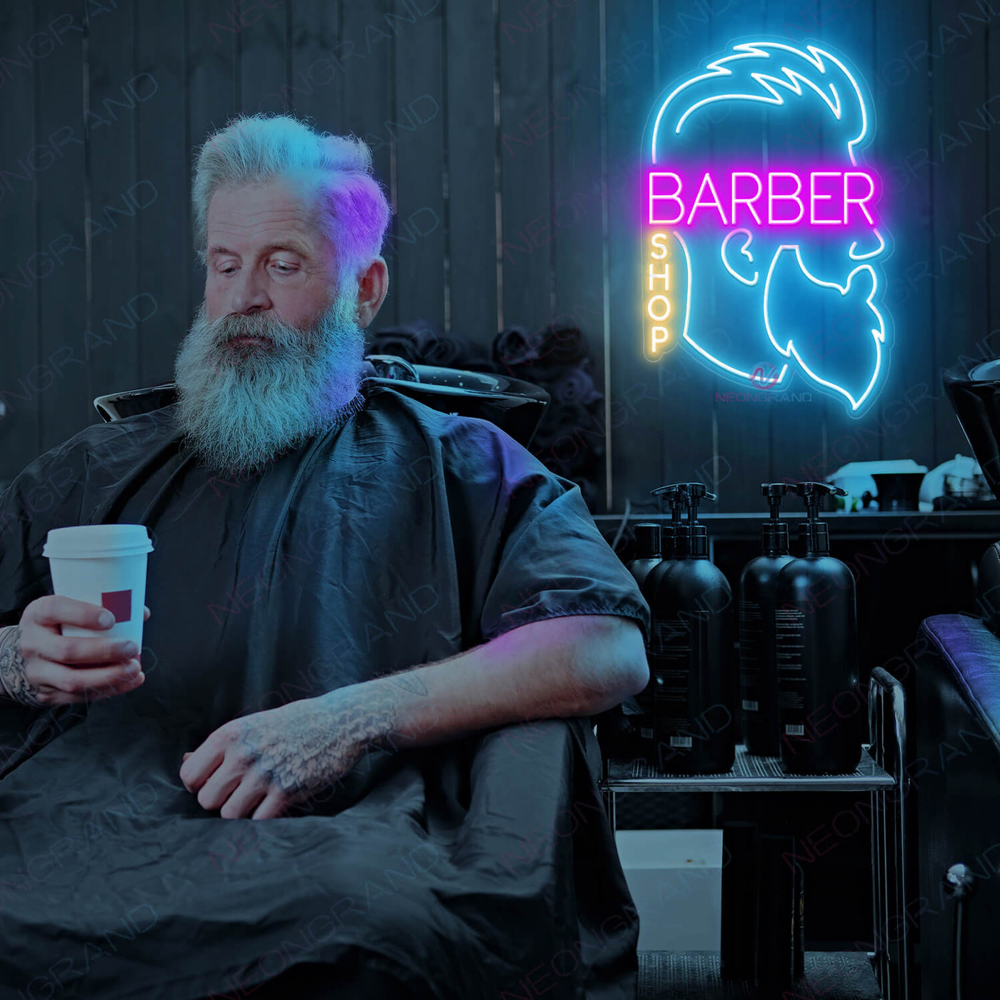 Barber Shop Neon Sign Led Light sky blue