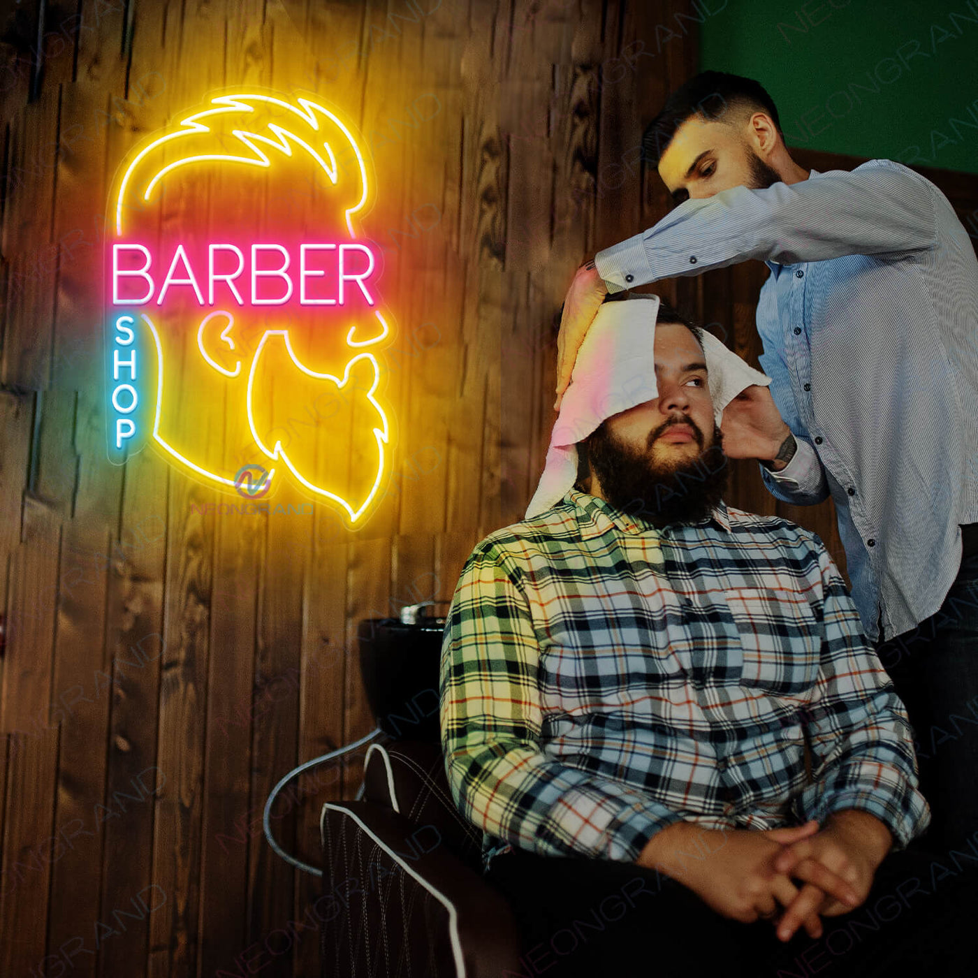 Barber Shop Neon Sign Led Light yellow mix