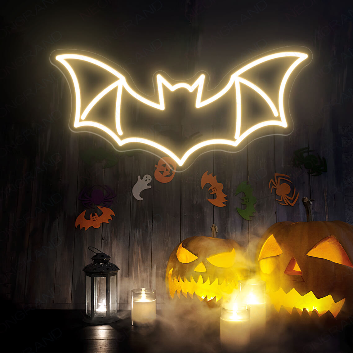 Bat Neon Sign Halloween Neon Sign Led Light gold yellow