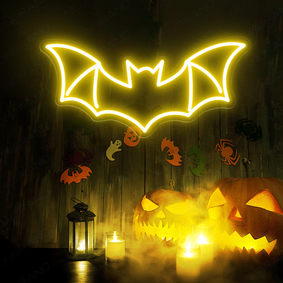 Bat Neon Sign Halloween Neon Sign Led Light yellow