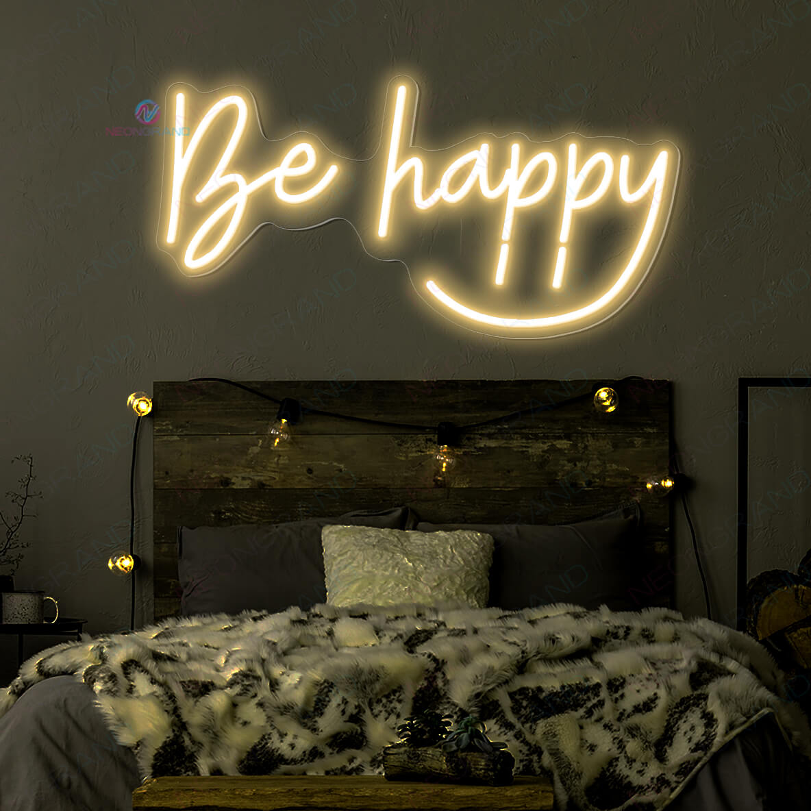 Be Happy Neon Sign Be Happy Light Up Led Sign gold yellow
