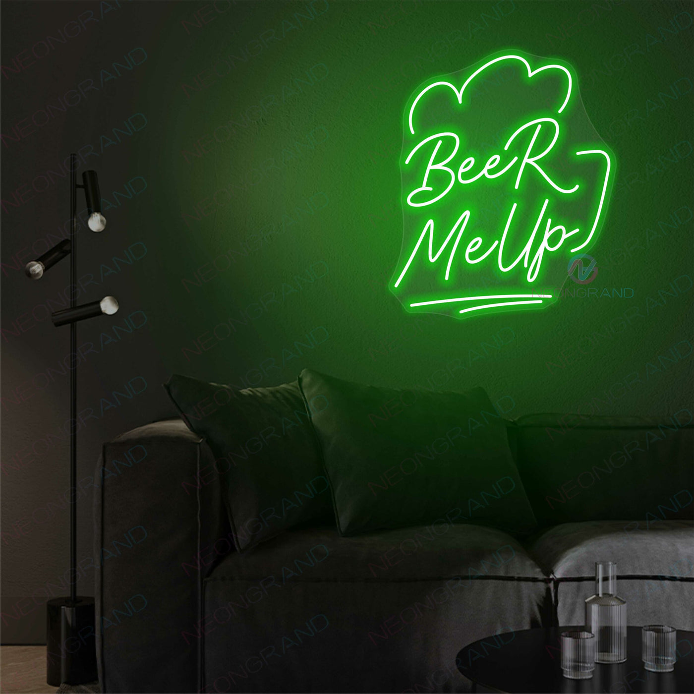 Beer Neon Sign Beer Me Up Drinking Led Light GREEN