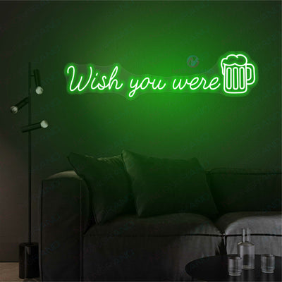 Beer Neon Signs Wish You Were Beer Drinking Led Light GREEN
