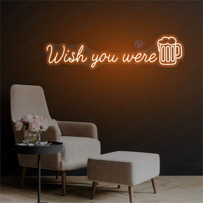 Beer Neon Signs Wish You Were Beer Drinking Led Light ORANGE