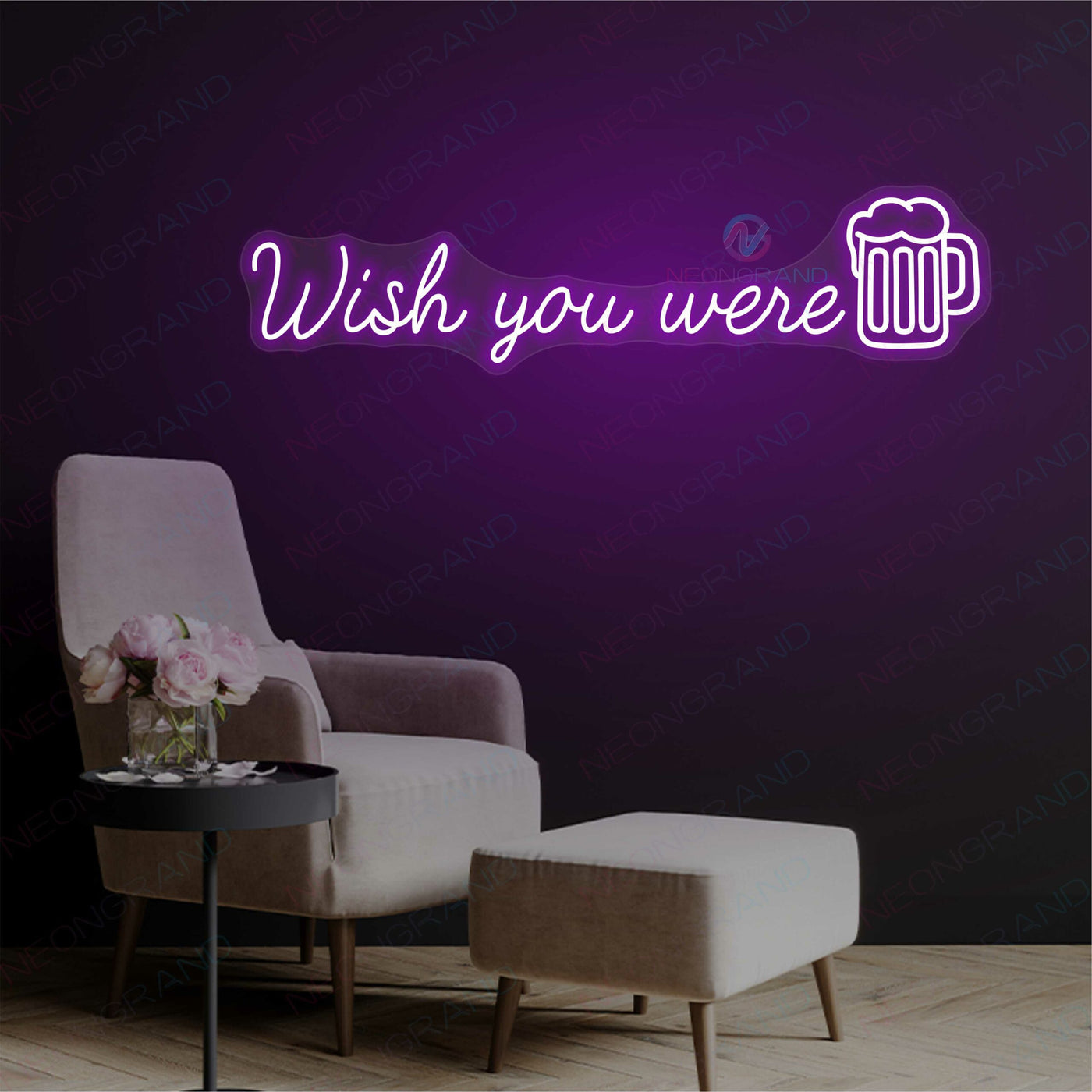 Beer Neon Signs Wish You Were Beer Drinking Led Light PURPLE