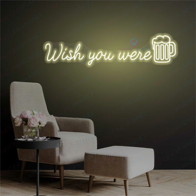 Beer Neon Signs Wish You Were Beer Drinking Led Light gold yellow