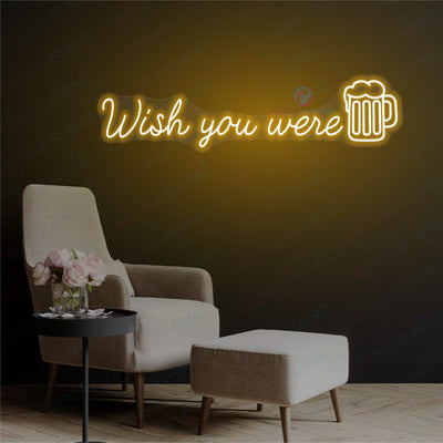 Beer Neon Signs Wish You Were Beer Drinking Led Light orange yellow