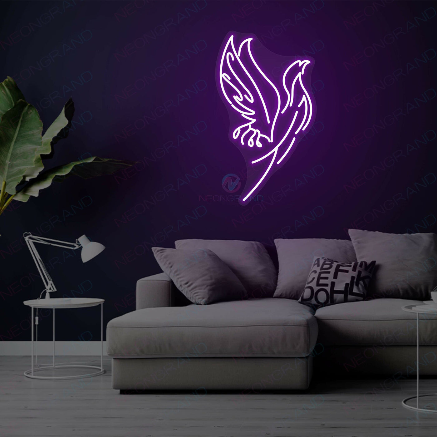 Bird Neon Sign Aesthetic Phonix Led Light PURPLE