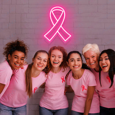 Breast Cancer Symbol Neon Sign Pink Ribbon Led Light 1