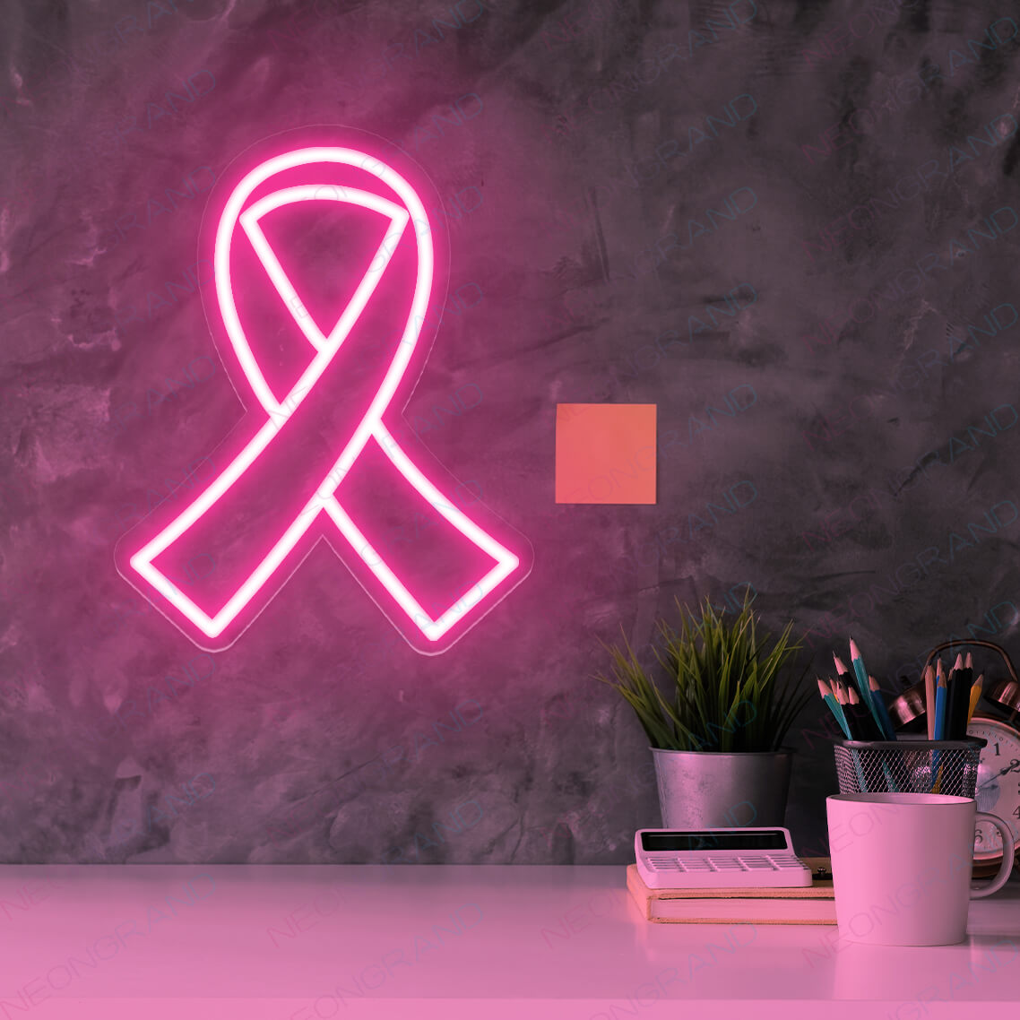 Breast Cancer Symbol Neon Sign Pink Ribbon Led Light - NeonGrand