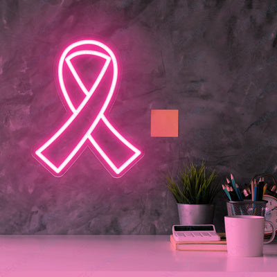 Breast Cancer Symbol Neon Sign Pink Ribbon Led Light 2