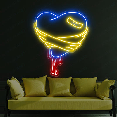 Broken Heart Neon Sign Love Led Light blue yellow