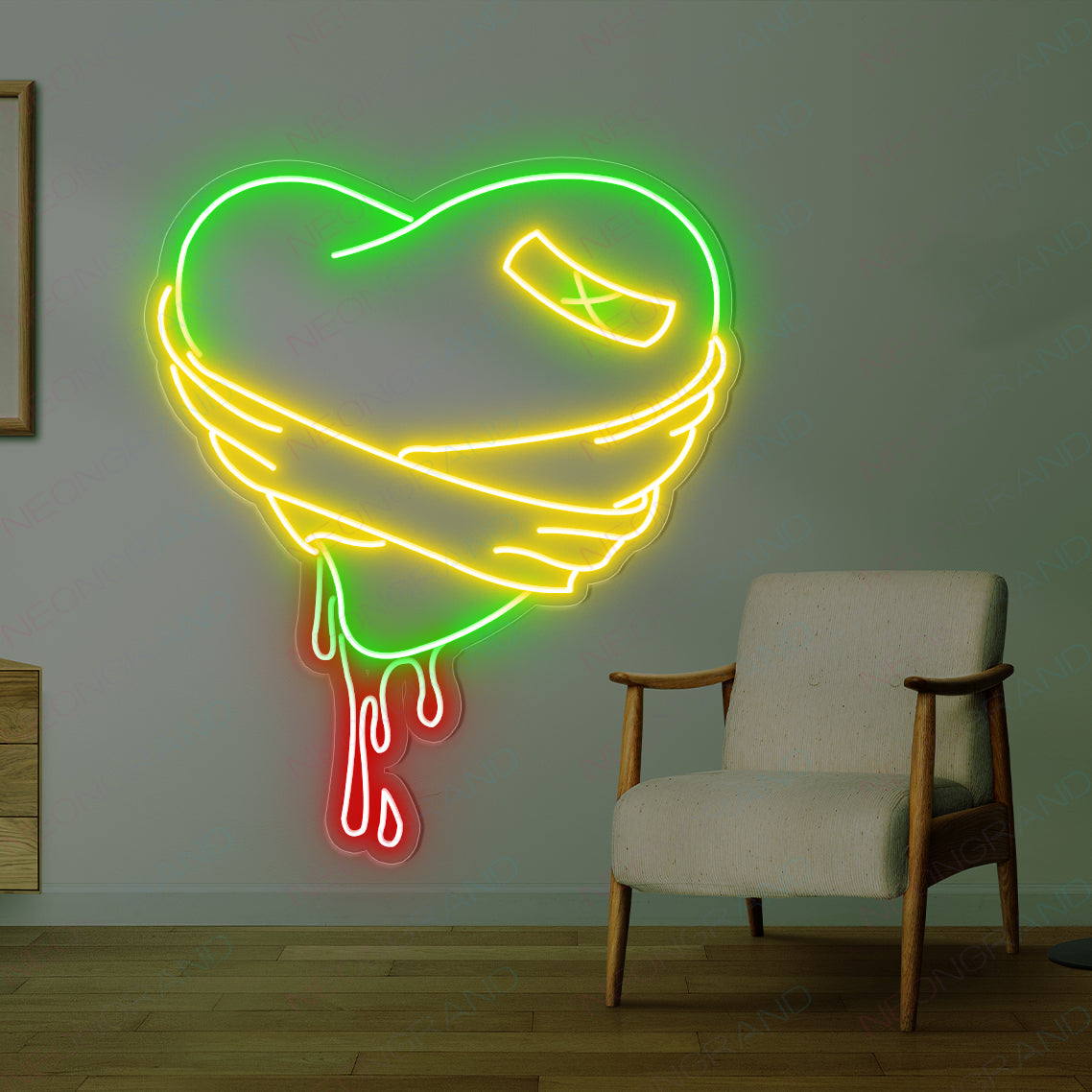Broken Heart Neon Sign Love Led Light green mix
