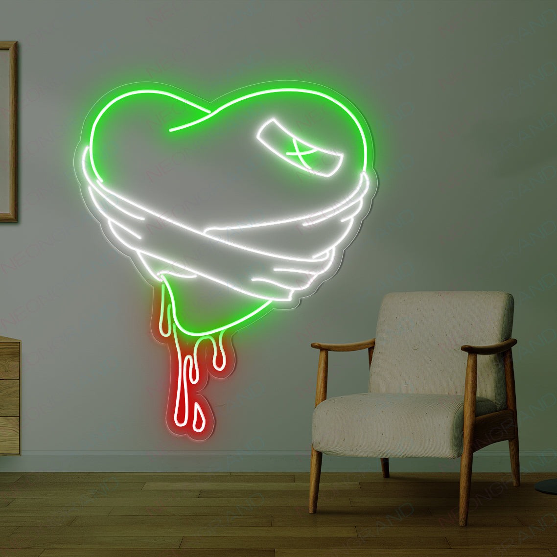 Broken Heart Neon Sign Love Led Light green