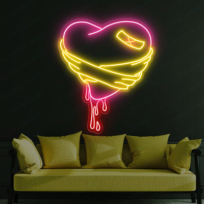 Broken Heart Neon Sign Love Led Light yellow mix