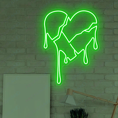 Broken Heart Neon Sign Love Led Neon Light Heart green