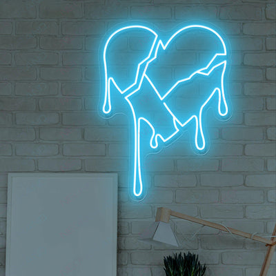 Broken Heart Neon Sign Love Led Neon Light Heart light blue