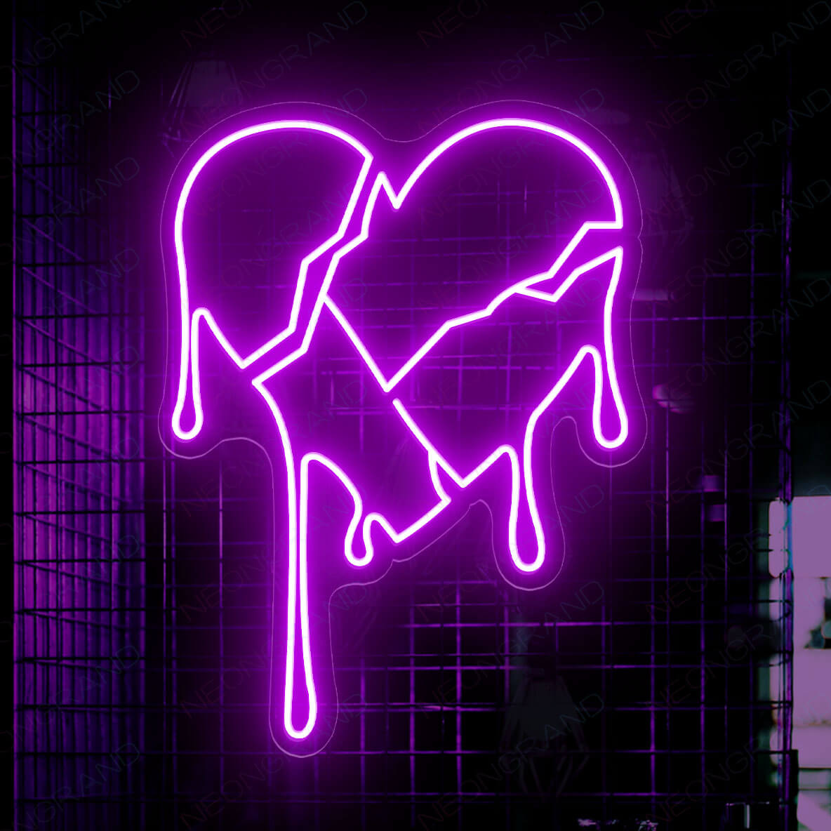 Broken Heart Neon Sign Love Led Neon Light Heart purple