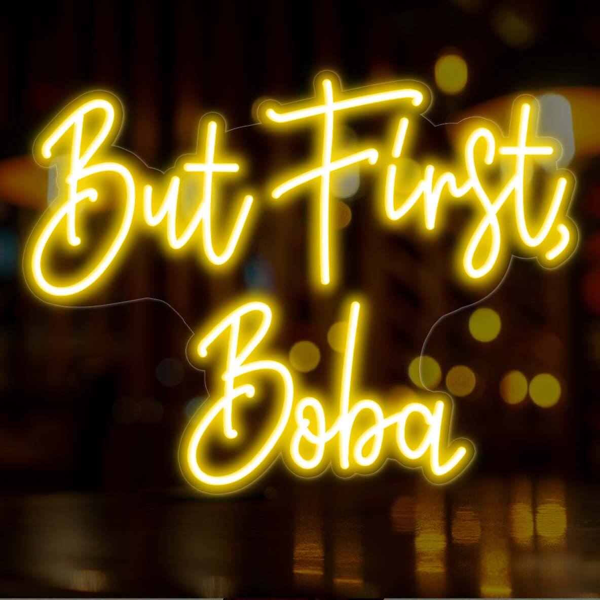 But First Boba Neon Sign Led Light yellow