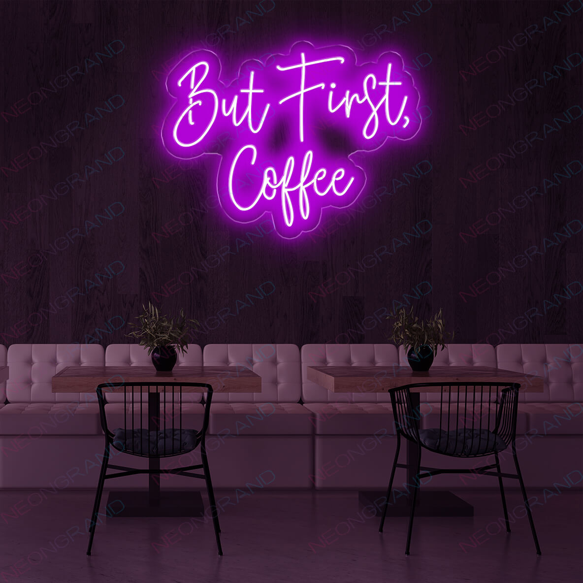 But First Coffee Neon Sign 1 purple