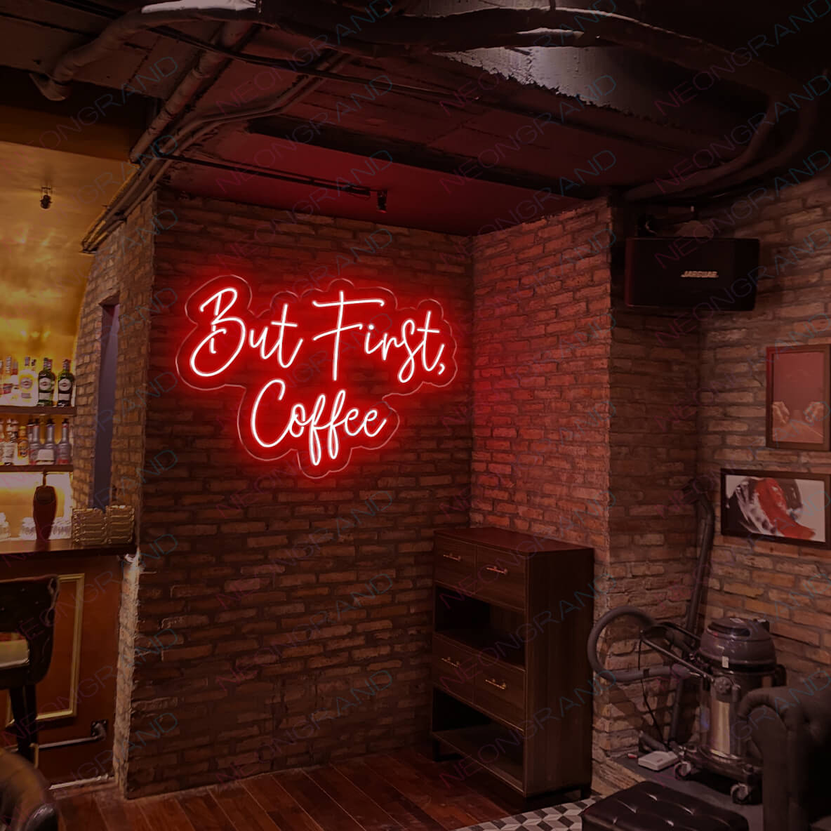 But First Coffee Neon Sign 1 red