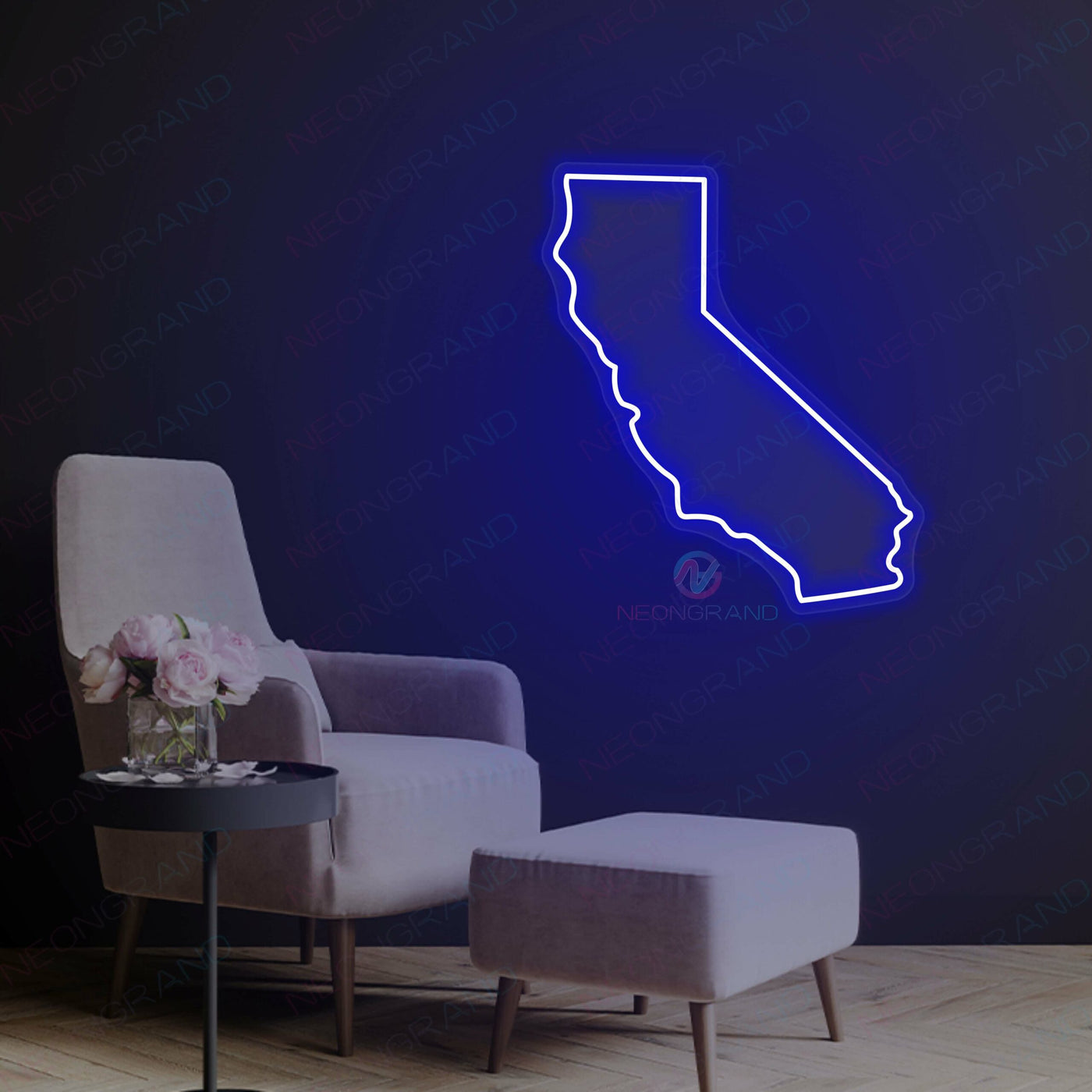 California Neon Sign Map Led Light BLUE