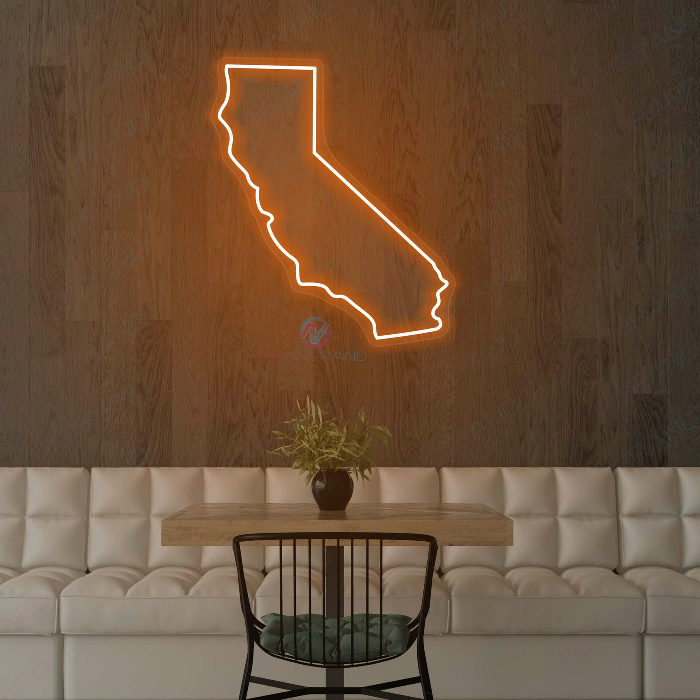 California Neon Sign Map Led Light ORANGE