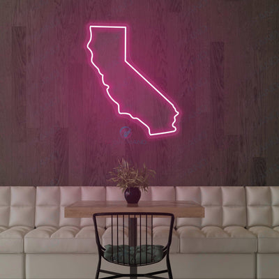 California Neon Sign Map Led Light PINK