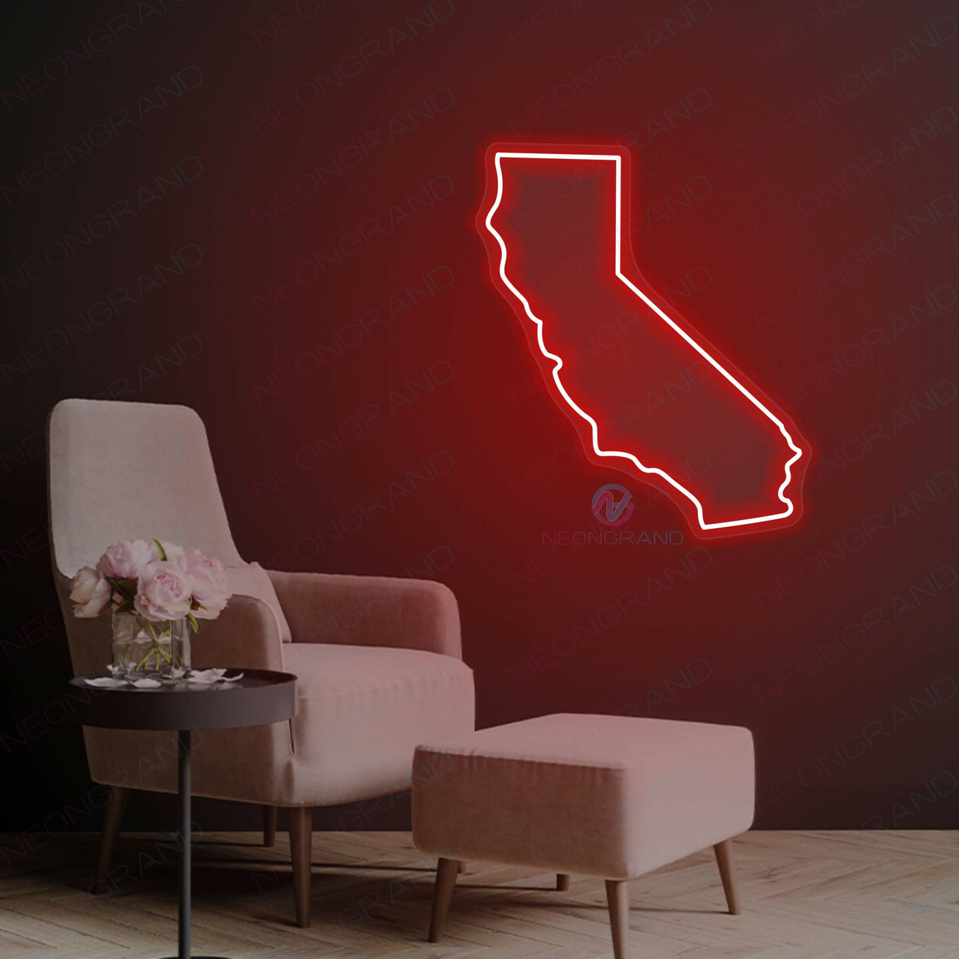 California Neon Sign Map Led Light-RED