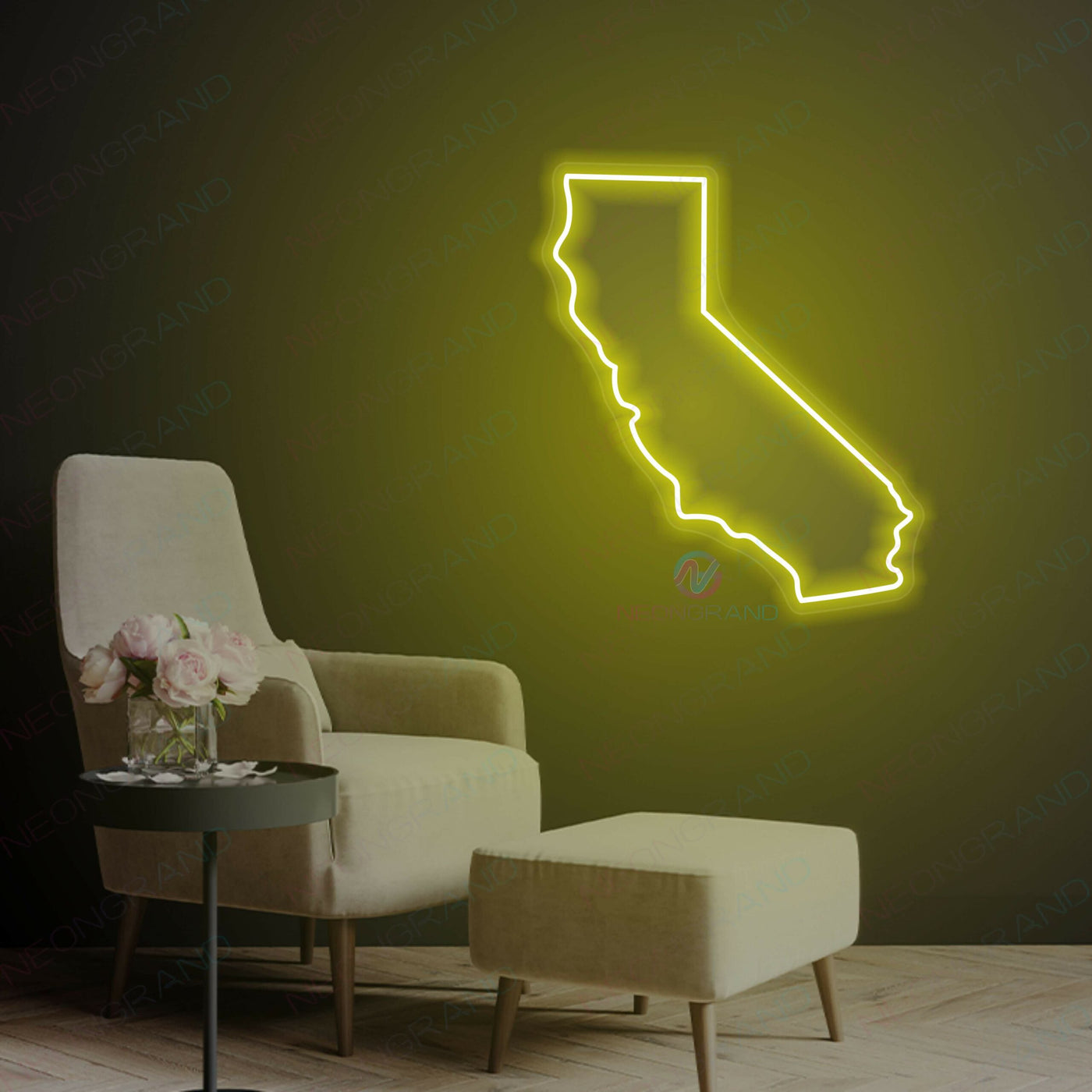 California Neon Sign Map Led Light YELLOW