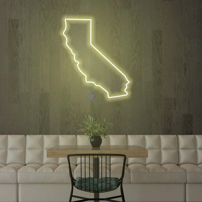 California Neon Sign Map Led Light gold yellow