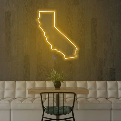 California Neon Sign Map Led Light orange yellow
