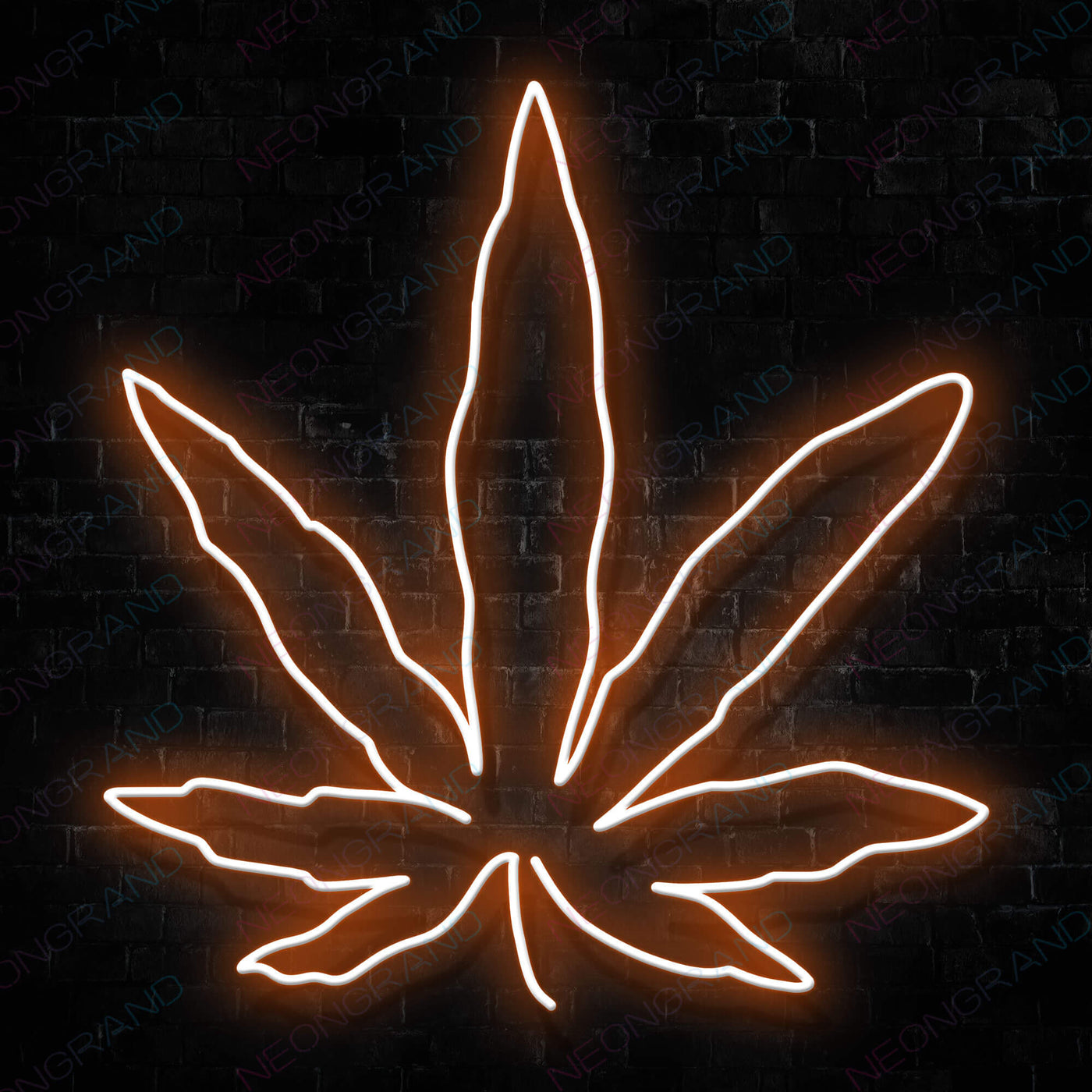 Cannabis Leaf Weed Neon Sign DarkOrange