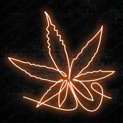 Marijuana Leaf Script Weed Neon Sign orange