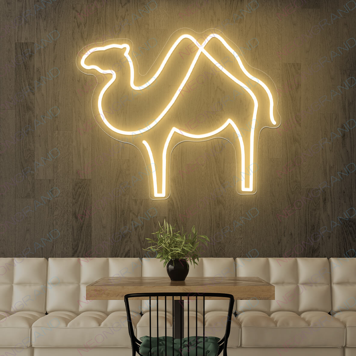 Camel Neon Sign Animal Led Light gold yellow