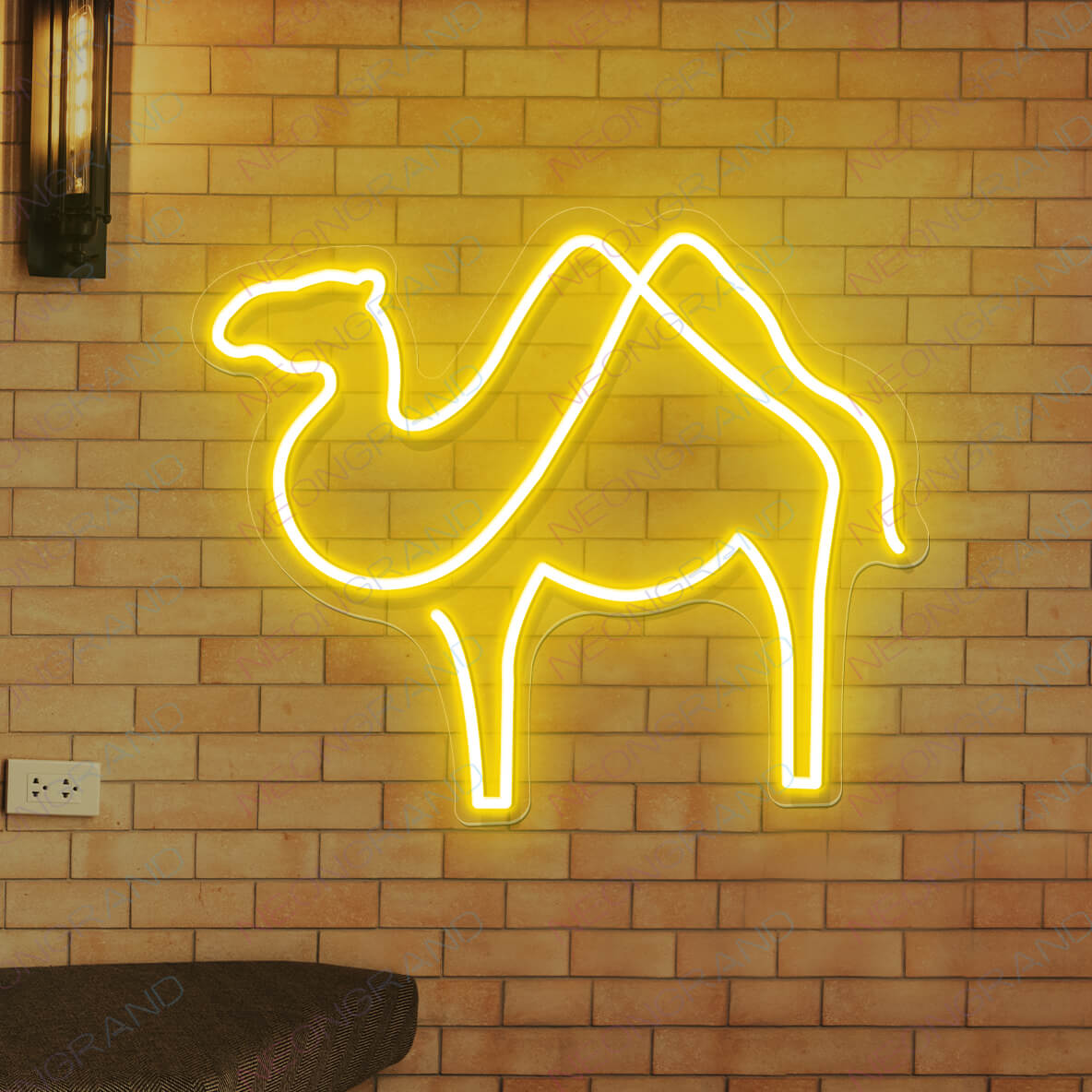 Camel Neon Sign Animal Led Light yellow
