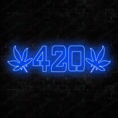 Cannabis 420 Weed Neon Sign Led Light blue