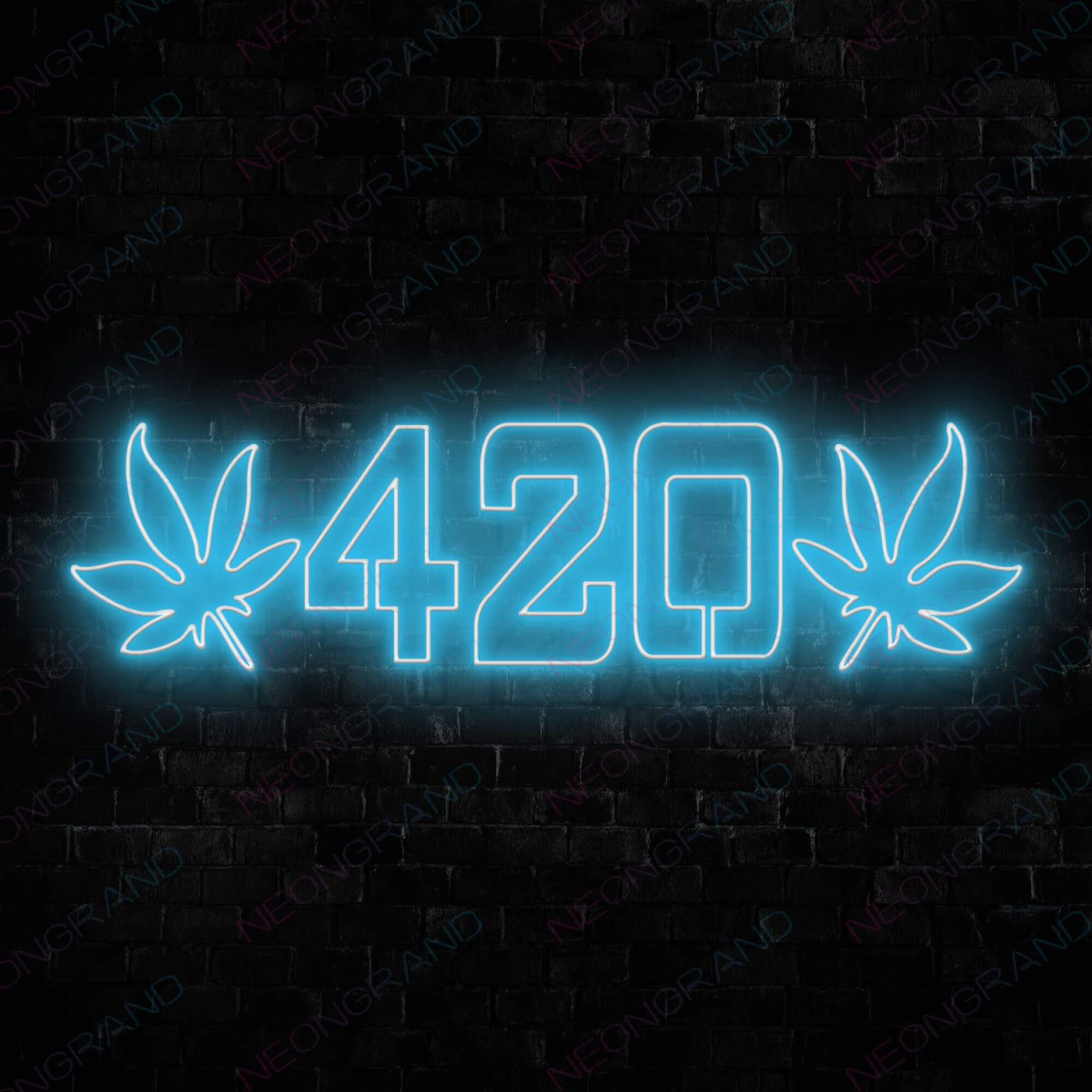Cannabis 420 Weed Neon Sign Led Light light blue